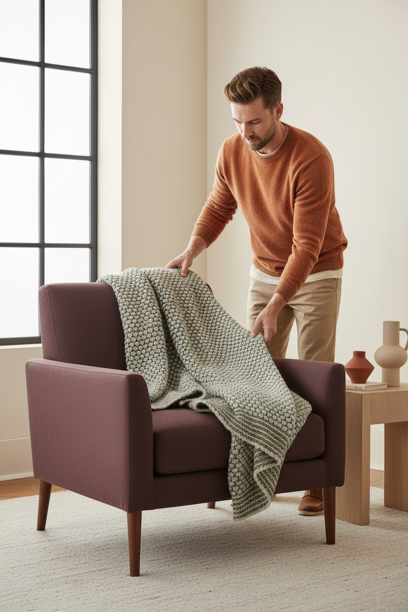 Oatmeal Cotton Knit Throw Blanket