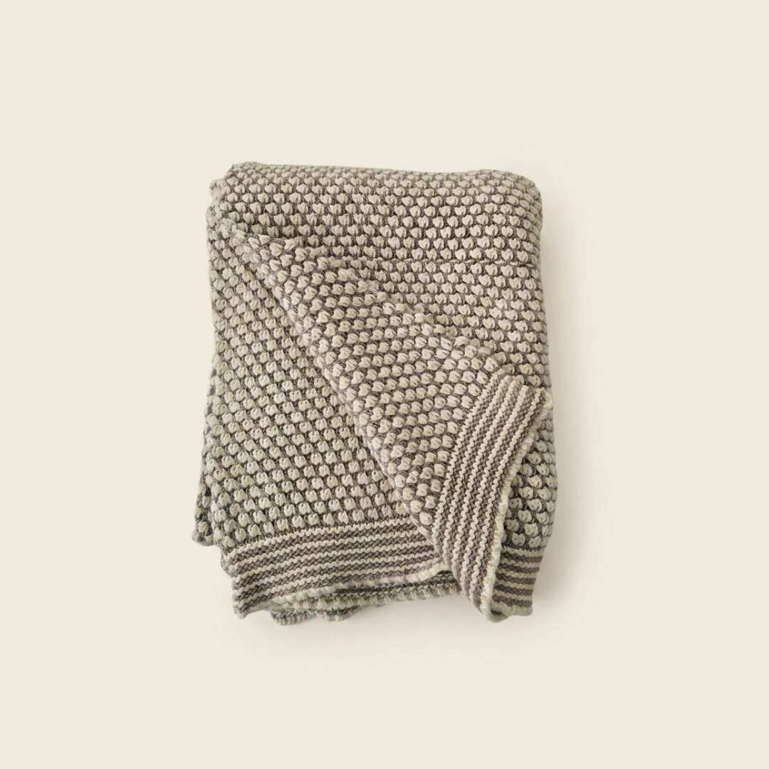 Oatmeal Cotton Knit Throw (NEW ARRIVAL)