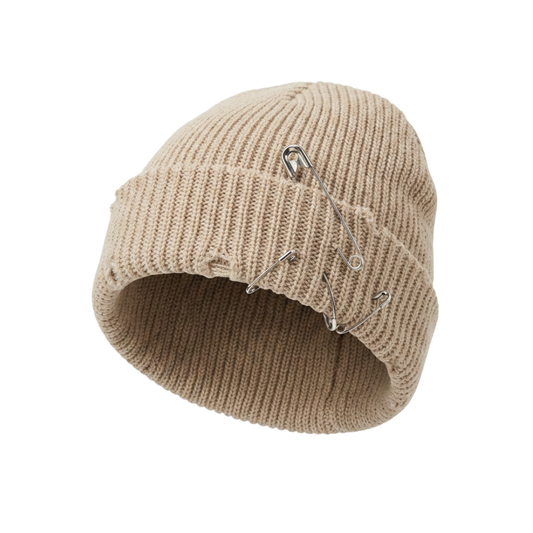 Cuffed Skull Beanie with Safety Pin (New Arrival)