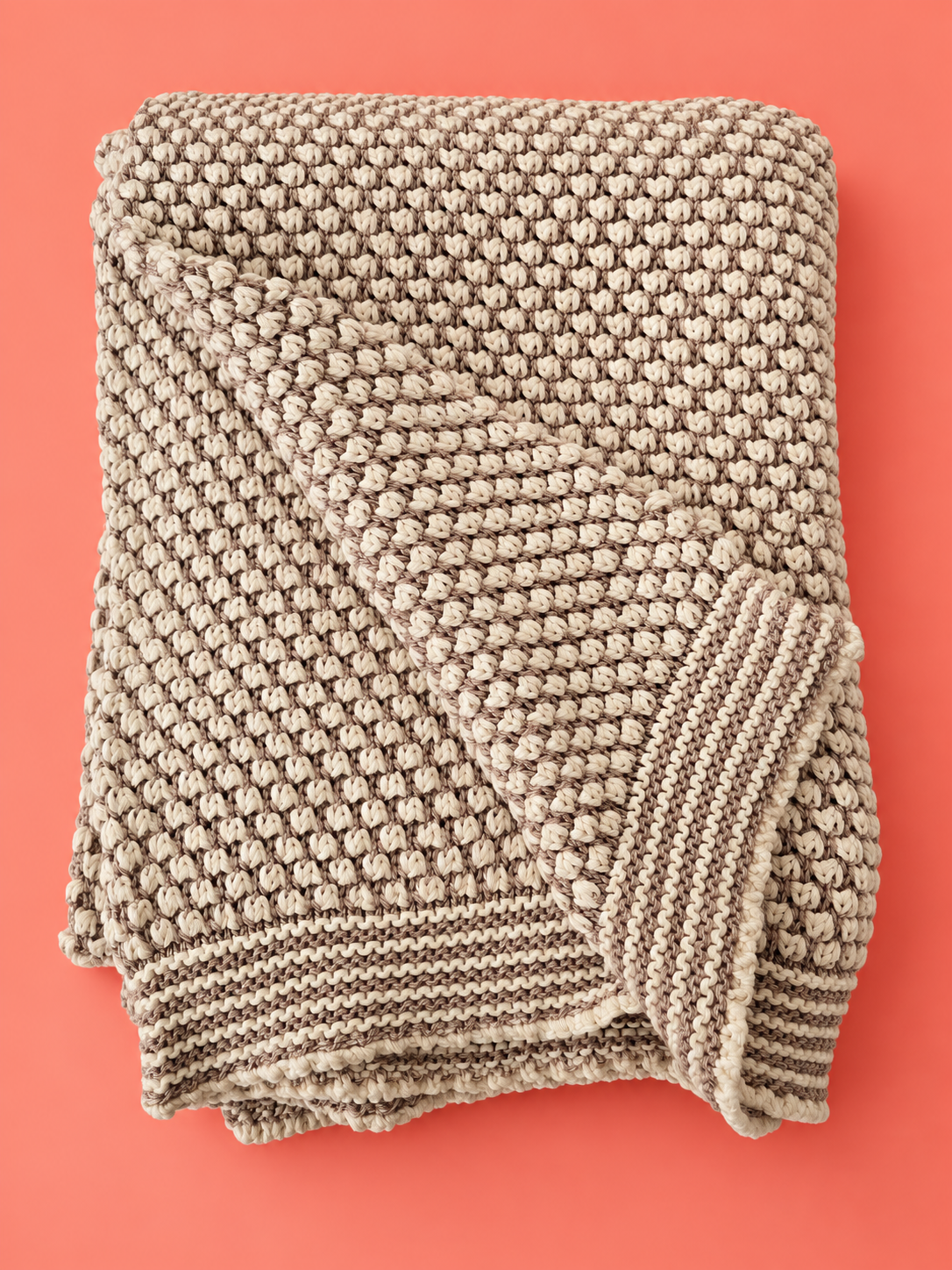 Oatmeal Cotton Knit Throw Blanket