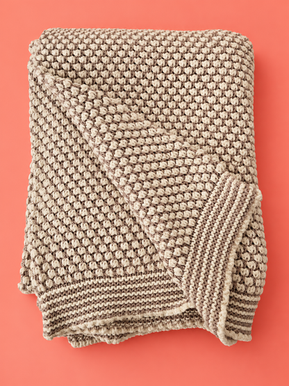 Oatmeal Cotton Knit Throw Blanket