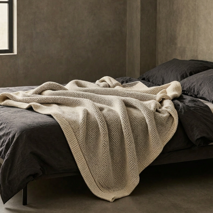 Oatmeal Cotton Knit Throw (NEW ARRIVAL)