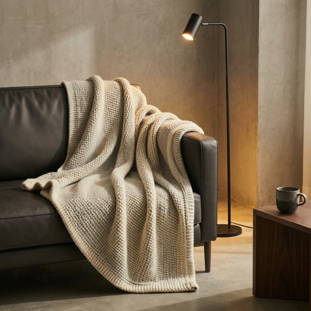 Oatmeal Cotton Knit Throw (NEW ARRIVAL)