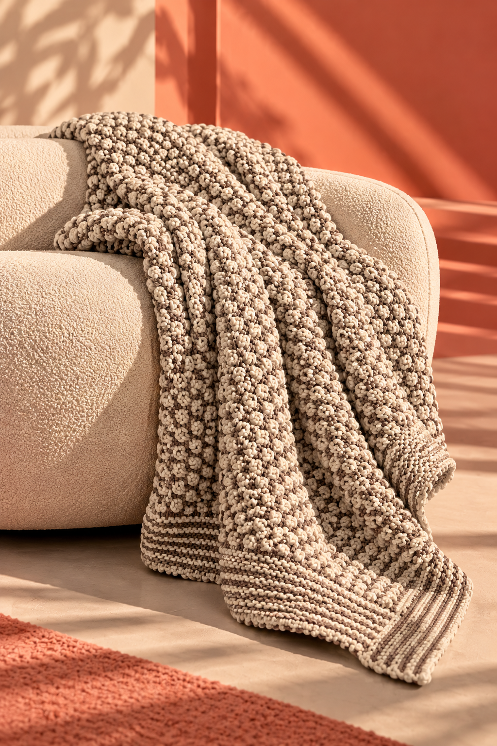 Oatmeal Cotton Knit Throw Blanket